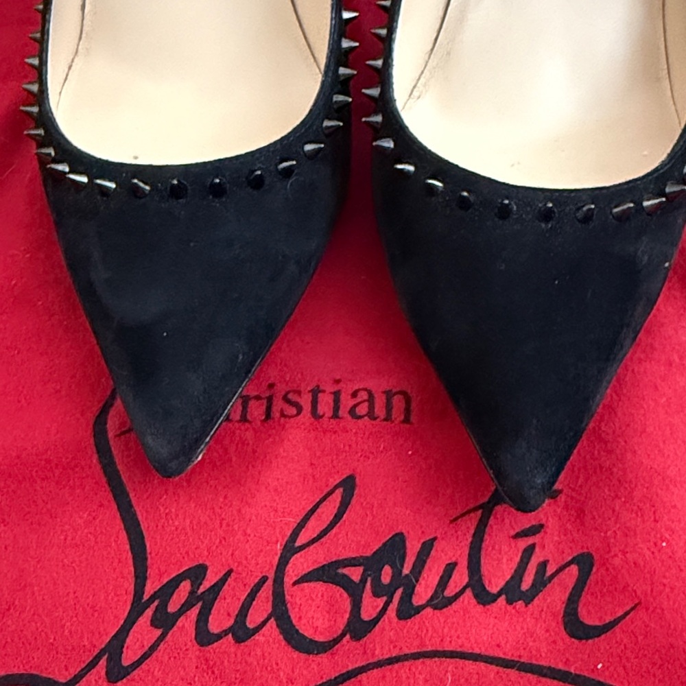 Christian Louboutin Black Suede Studded Heels - Picture 7 of 8